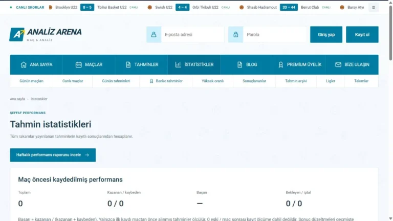 Analiz Arena Hesaplama kapsamı ekranı